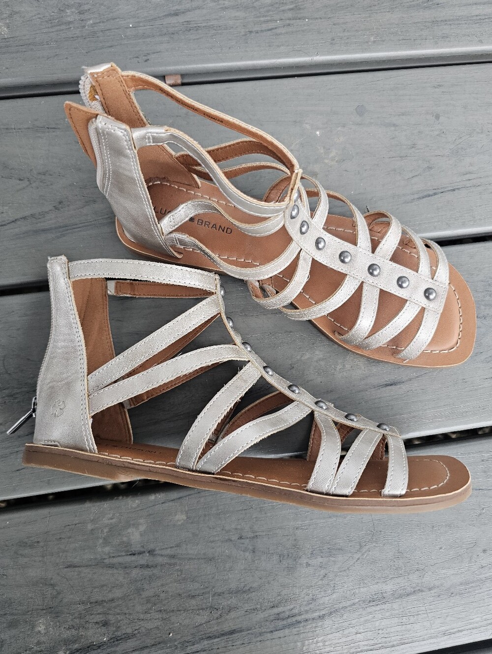 Lucky Brand Women's Bryton Sandals in platinum, listed in size 7.5M, New